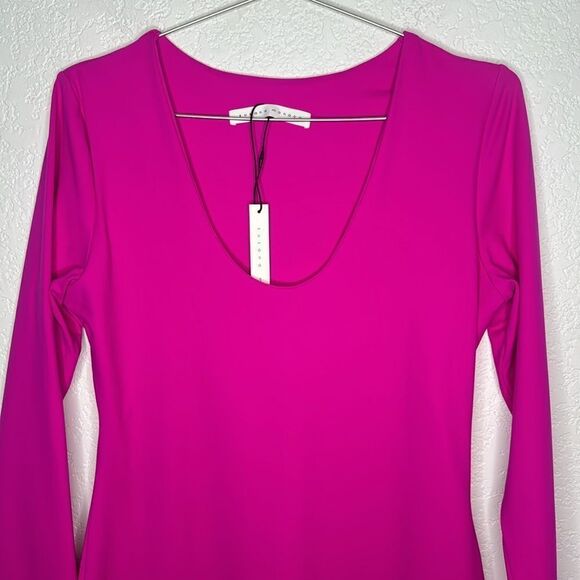 NWT Susana Monaco U Neck Bodycon MIDI Dress Pink Glo XL Revolve - Picture 4 of 15